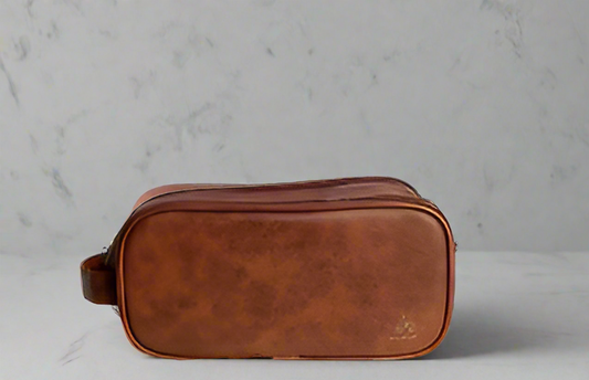 Men's Waterproof PU Leather Travel Toiletry Bag – 3 Compartments