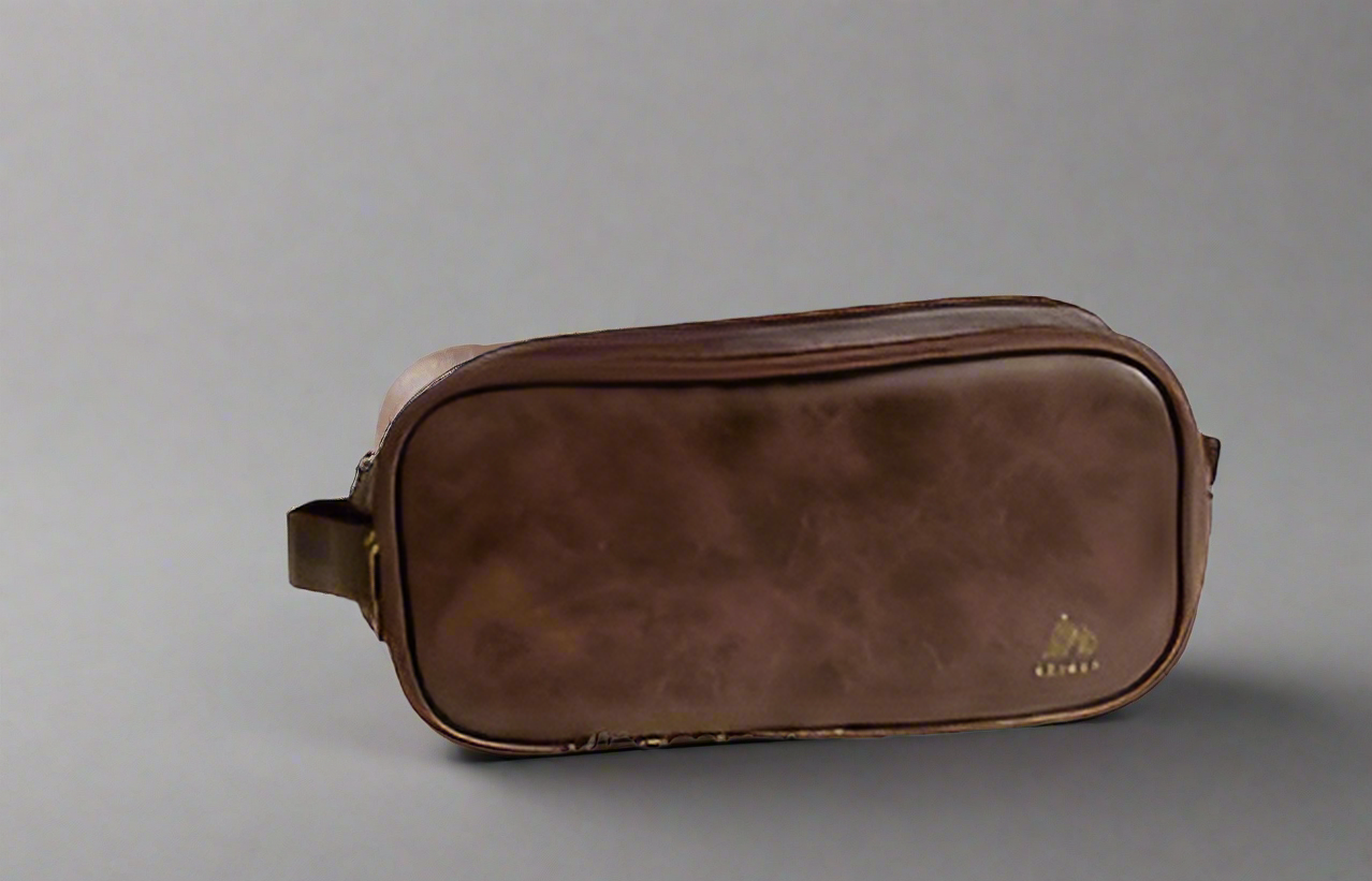 Men's Waterproof PU Leather Travel Toiletry Bag – 3 Compartments