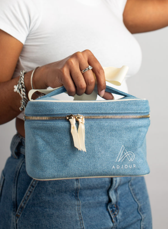 3-Piece Denim Cosmetic Bag Set