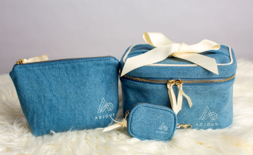 3-Piece Denim Cosmetic Bag Set
